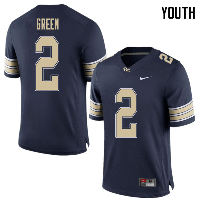 Youth #2 David Green Pittsburgh Panthers College Football Jerseys Sale-Home Blue